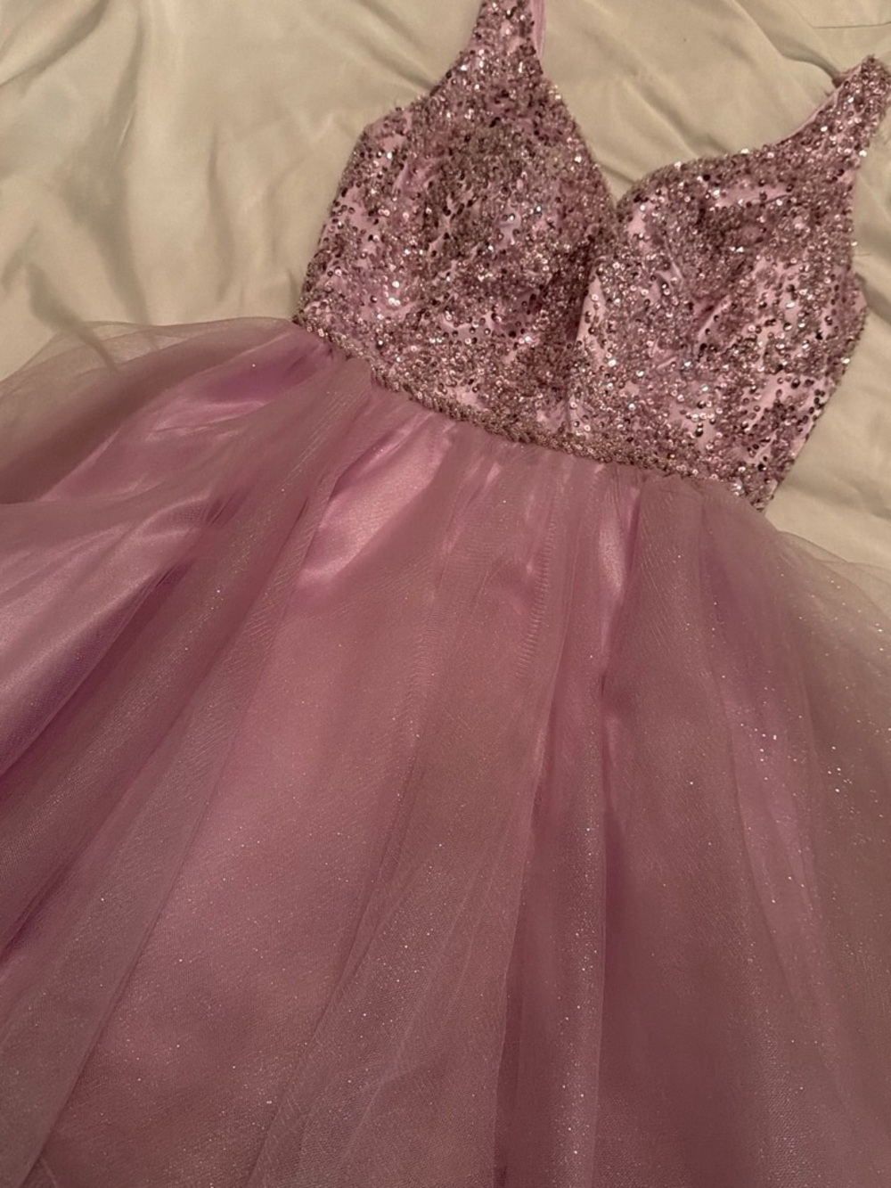 Dancing Queen Rose Pink Sequin Bodice Tulle Dress